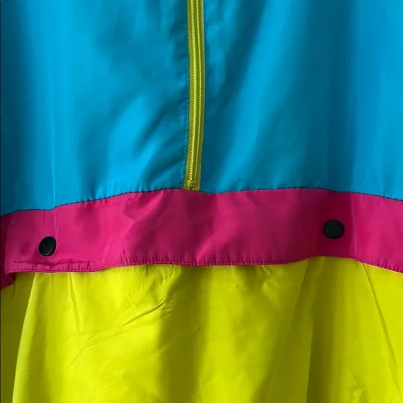 Blackjack Neon Blue, Yellow & Pink Pullover Zip Windbreaker Size Large - Picture 5 of 13